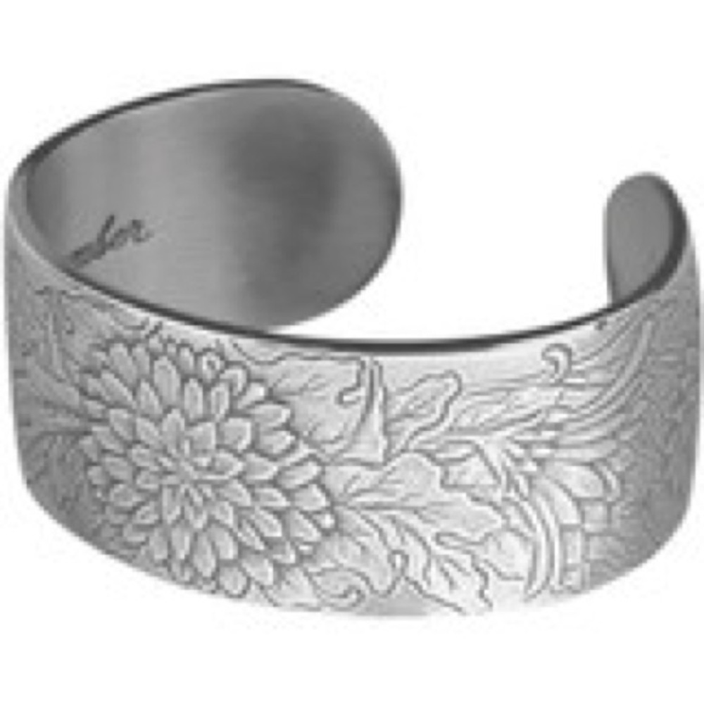 Salisbury Pewter Cuff Bracelet November Chrysanthemum Floral
